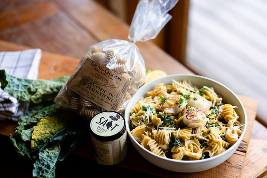 Creamy Truffle, Leek, and Scallop Pasta