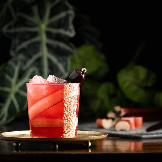 Charred Rhubarb Margarita with Madrona Smoked Salt